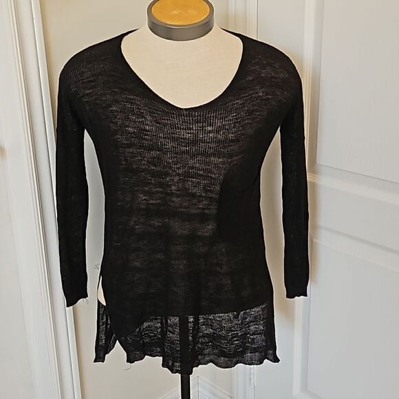 Sweet Baby Gal Women's Knitted Sheer Long Sleeves Top S/M Black - Picture 6 of 16